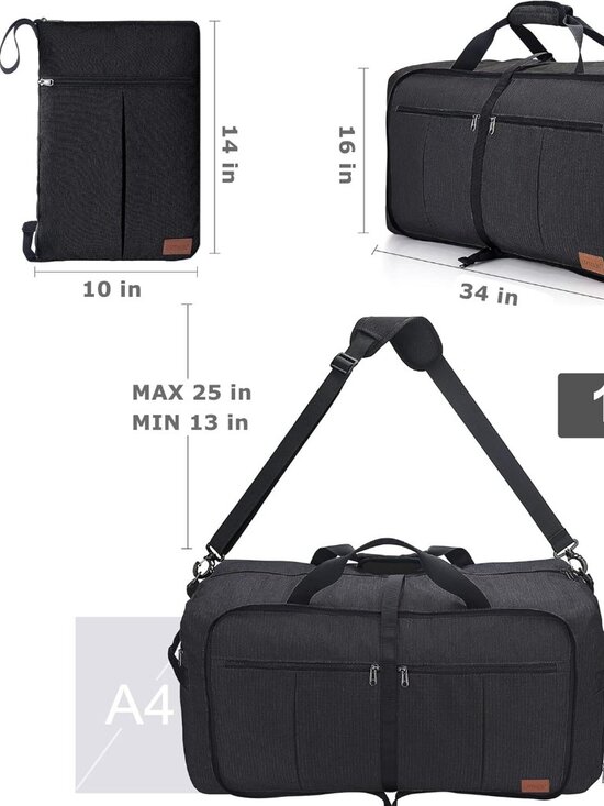120L Foldable Waterproof Travel Duffel Bag with Shoe Compartment Large Weekender main image 5